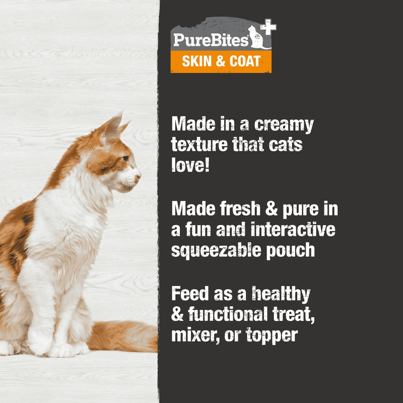 Squeezable Creamy Cat Treat - Skin & Coat - 2.5 oz pouch - J & J Pet Club - Purebites