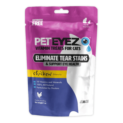 Vitamin Cat Treat - Eliminate Tear Stains & Support Eye Health - Chicken Flavor - 1 oz - J & J Pet Club - PetEyez