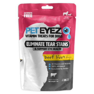 Vitamin Dog Treat - Eliminate Tear Stains & Support Eye Health - Beef Liver Flavor - 1 oz - J & J Pet Club - PetEyez
