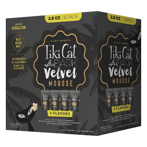 Wet Cat Food - AFTER DARK VELVET MOUSSE - Variety Pack - 2.8 oz pouch, case of 12 - J & J Pet Club