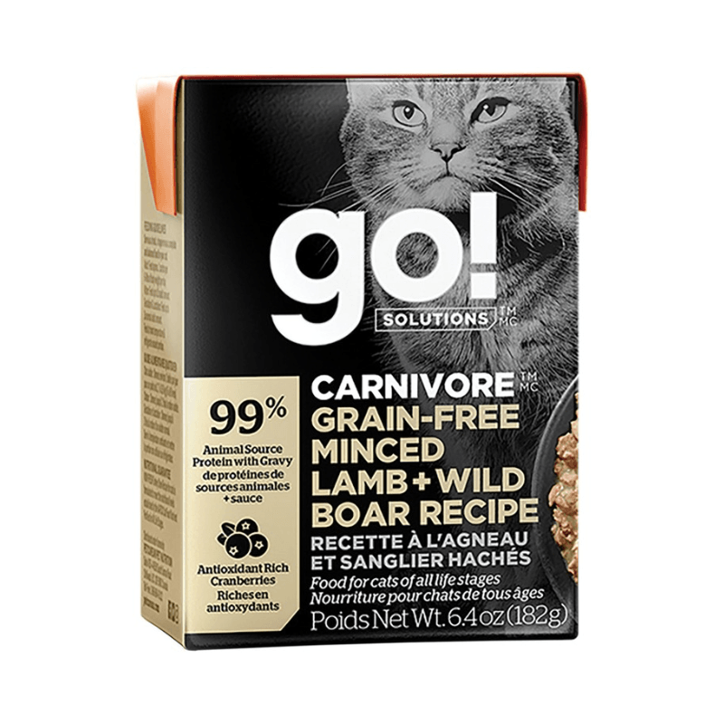Wet Cat Food - CARNIVORE, Grain-Free Minced Lamb + Wild Boar Recipe - 6.4 oz - J & J Pet Club - GO!