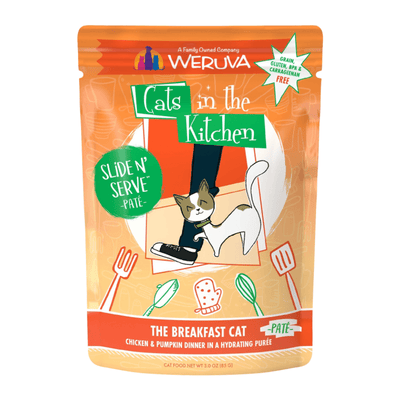 Wet Cat Food - Cats in the Kitchen SNS Paté - The Breakfast Cat - Chicken & Pumpkin Dinner in a Hydrating Purée - 3 oz pouch - J & J Pet Club - Weruva