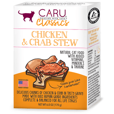 Wet Cat Food - Classic Stew - Chicken and Crab - 6 oz - J & J Pet Club - Caru