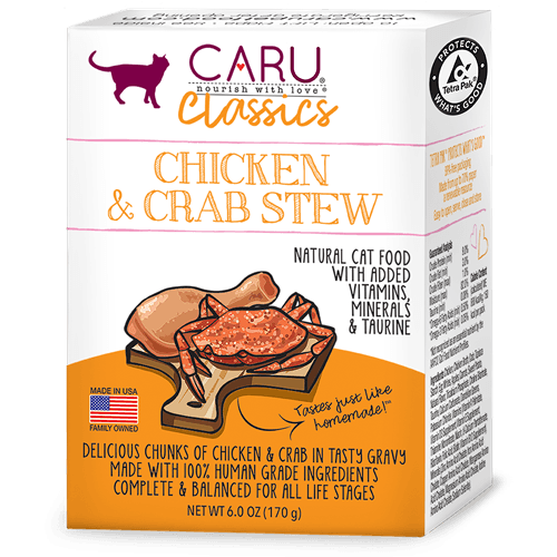 Wet Cat Food - Classic Stew - Chicken and Crab - 6 oz - J & J Pet Club - Caru