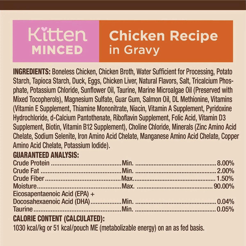Wet Cat Food - CORE Tiny Tasters - Kitten Minced - Chicken Recipe - 1.75 oz pouch - J & J Pet Club - Wellness