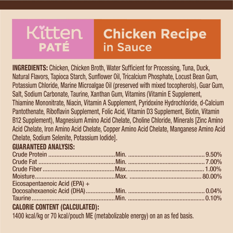 Wet Cat Food - CORE Tiny Tasters - Kitten Paté - Chicken Recipe - 1.75 oz pouch - J & J Pet Club - Wellness