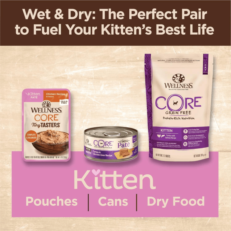 Wet Cat Food - CORE Tiny Tasters - Kitten Paté - Chicken Recipe - 1.75 oz pouch - J & J Pet Club - Wellness