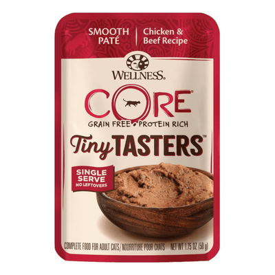 Wet Cat Food - CORE Tiny Tasters - Smooth Paté - Chicken & Beef Recipe - 1.75 oz pouch - J & J Pet Club - Wellness