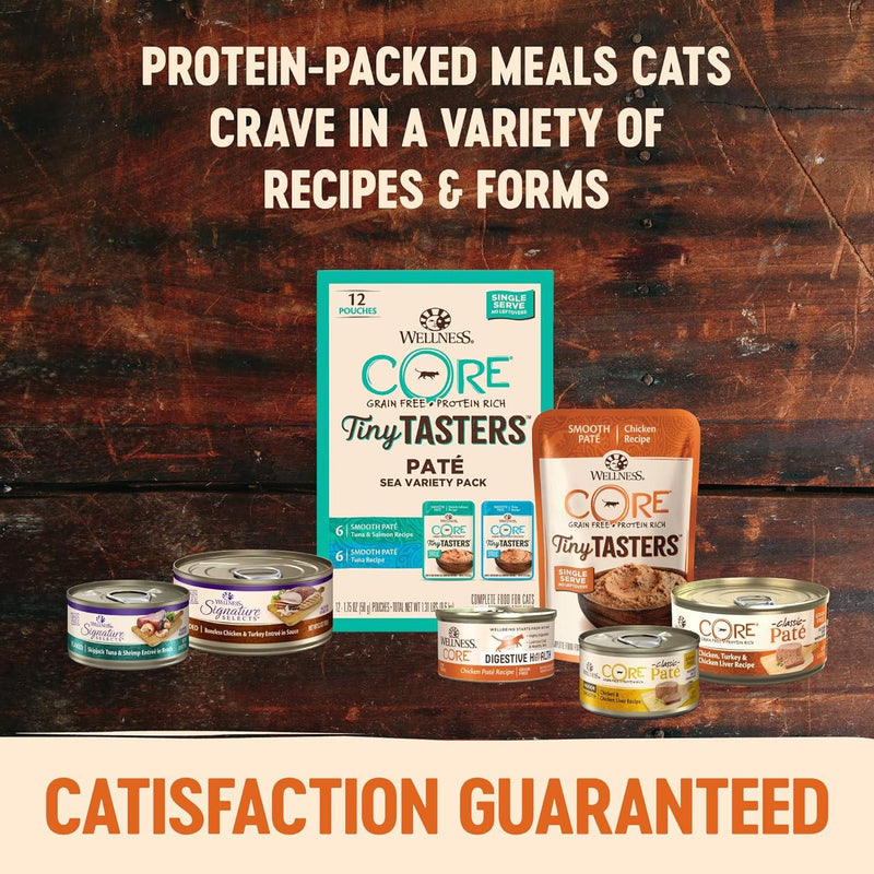 Wet Cat Food - CORE Tiny Tasters - Smooth Paté - Land Variety Pack - 1.75 oz pouch, case of 12 - J & J Pet Club - Wellness