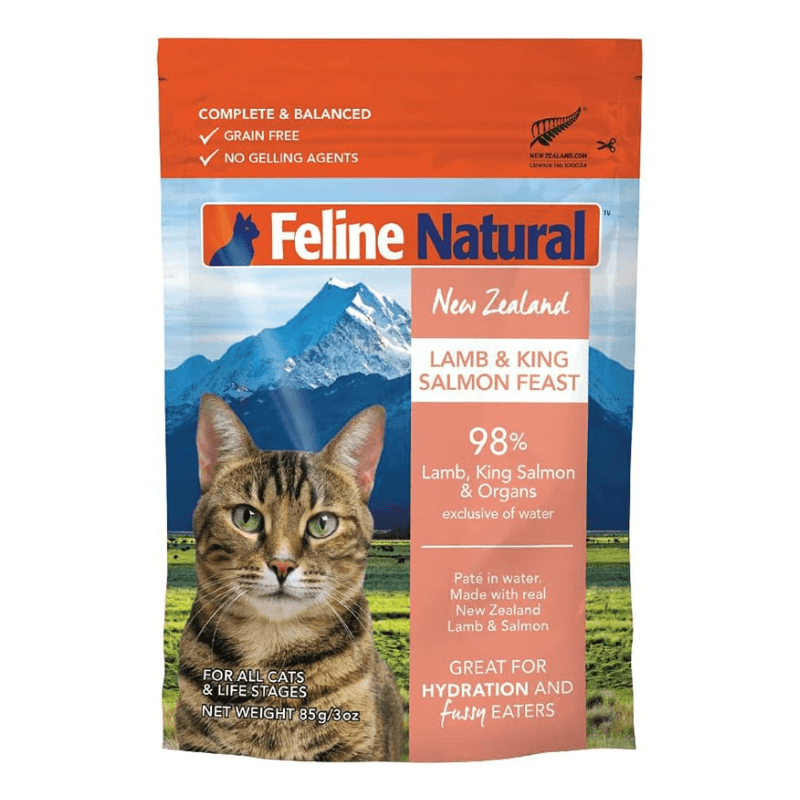Wet Cat Food - Lamb & King Salmon Feast - 3 oz pouch - J & J Pet Club - Feline Natural