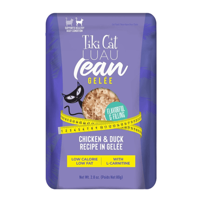 Wet Cat Food - LUAU lean - Chicken & Duck Recipe in Gelée - 2.8 oz pouch - J & J Pet Club - Tiki Cat