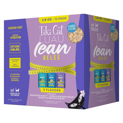Wet Cat Food - LUAU lean GELÉE - Variety Pack - 2.8 oz pouch, pack of 12 - J & J Pet Club - Tiki Cat