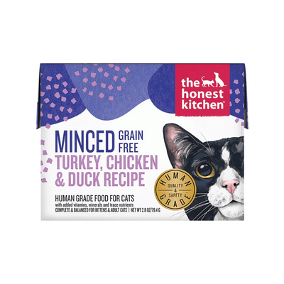 *(Please Use By 2026-03-12)* Wet Cat Food - MINCED - Grain Free Turkey, Chicken & Duck Recipe - 2.8 oz