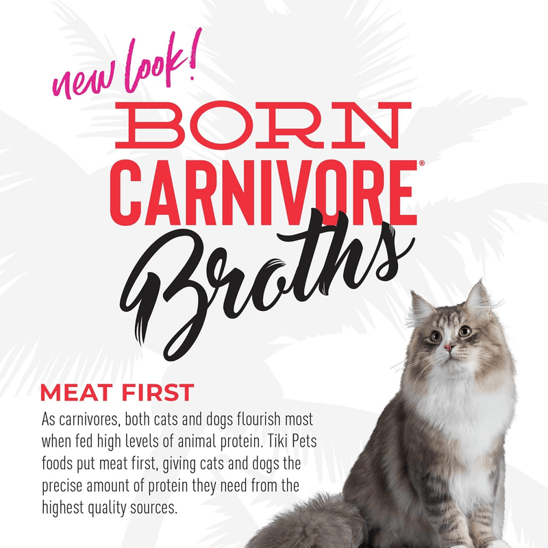 Wet Cat Food Topper - BORN CARNIVORE - Beef in Broth - 1.3 oz pouch - J & J Pet Club - Tiki Cat