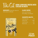 Wet Cat Food Topper - BORN CARNIVORE - Chicken in Broth - 1.3 oz pouch - J & J Pet Club - Tiki Cat