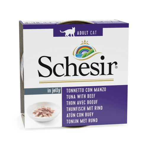 Wet Cat Food Topper - IN JELLY - Tuna & Beef - 85 g - J & J Pet Club - Schesir