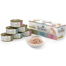 Wet Cat Food Topper - Multipack IN COOKING BROTH - Tuna, Tuna & Sea Bream, Chicken Fillets - 70 g can, case of 6 - J & J Pet Club - Schesir