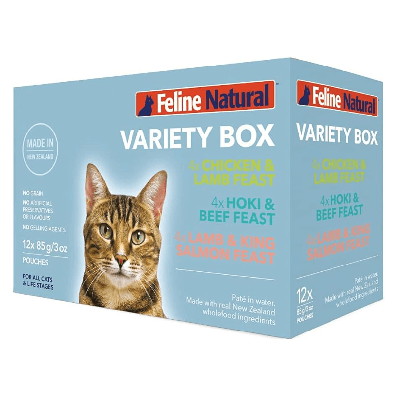 Wet Cat Food - Variety Box - 3 oz pouch, box of 12 - J & J Pet Club - Feline Natural