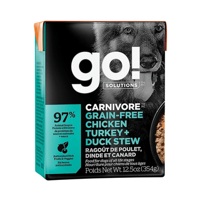 Wet Dog Food - CARNIVORE, Grain-Free Chicken, Turkey + Duck Stew - 12.5 oz - J & J Pet Club - GO!