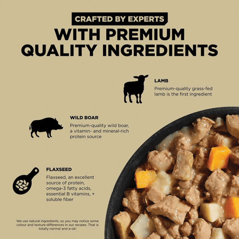 Wet Dog Food - CARNIVORE, Grain-Free Shredded Lamb + Wild Boar Recipe - 12.5 oz - J & J Pet Club - GO!