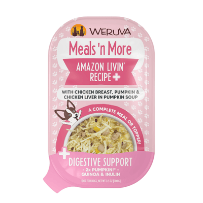 Wet Dog Food - Meals' n More - Amazon Livin' Recipe + Digestive Support - 3.5 oz cup - J & J Pet Club - Weruva