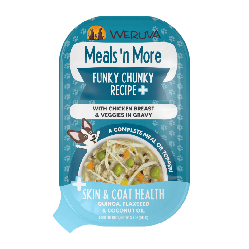 Wet Dog Food - Meals' n More - Funky Chunky Recipe + Skin & Coat Health - 3.5 oz cup - J & J Pet Club - Weruva