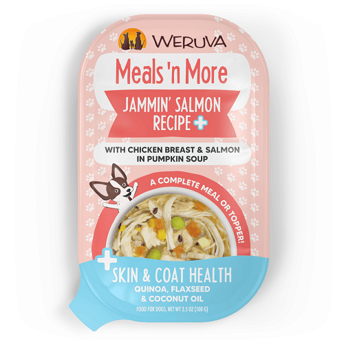 Wet Dog Food - Meals' n More - Jammin' Salmon Recipe Plus - 3.5 oz cup - J & J Pet Club - Weruva