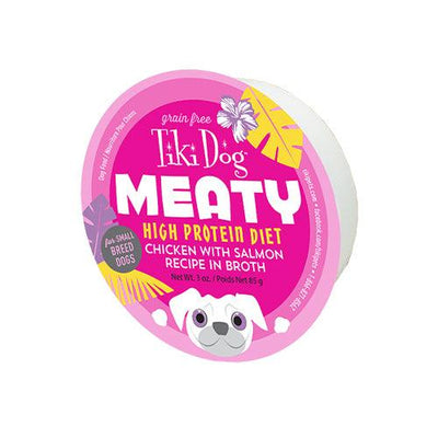 Wet Dog Food - Meaty - Chicken with Salmon in Broth - 3 oz - J & J Pet Club - Tiki Dog