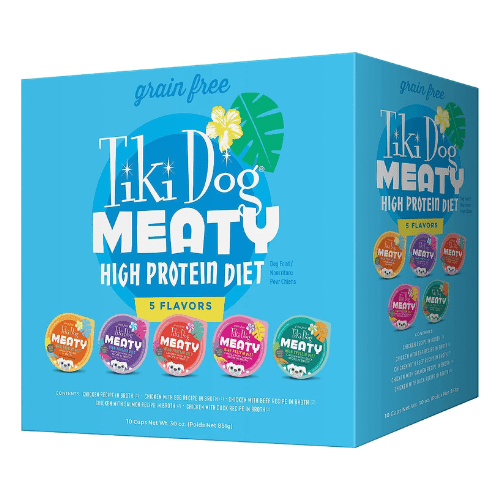 Wet Dog Food - MEATY - Variety Pack - 3 oz cup, case of 10 - J & J Pet Club - Tiki Dog