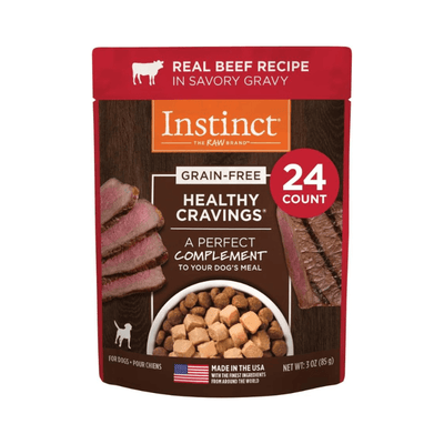 Wet Dog Food Topper - HEALTHY CRAVINGS - Real Beef Recipe - 3 oz pouch - J & J Pet Club - Instinct