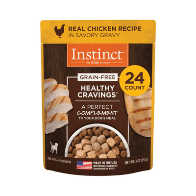 Wet Dog Food Topper - HEALTHY CRAVINGS - Real Chicken Recipe - 3 oz pouch - J & J Pet Club - Instinct