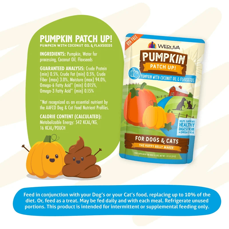 Wet Food Supplement For Dogs & Cats - PUMPKIN PATCH UP! - Pumpkin with Coconut Oil & Flaxseeds - J & J Pet Club - Weruva