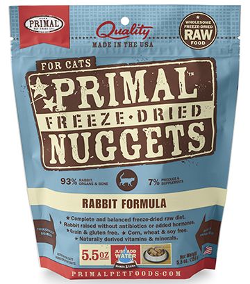 Cat Freeze-Dried Raw, Rabbit Dinner Nuggets Primal Cat Food.