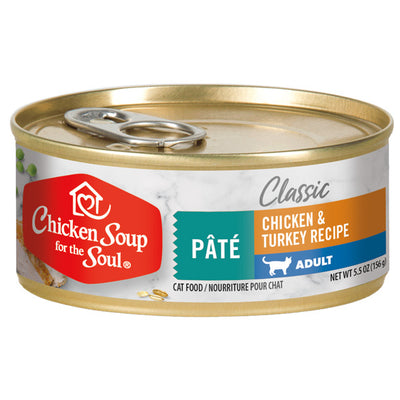 Classic Adult Cat Can - Chicken & Turkey Recipe Pâté - 5.5 oz Chicken Soup for the Soul Cat Food.