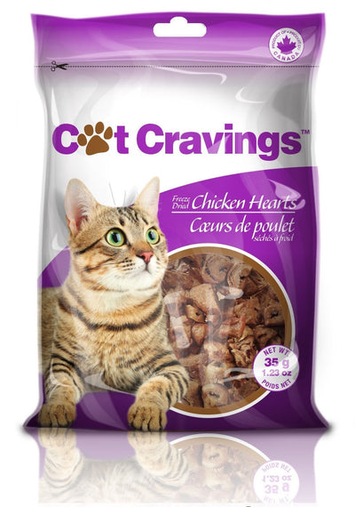 Freeze-Dried Cat Treats, Chicken Hearts - 35 g Cat Cravings Cat Treats.