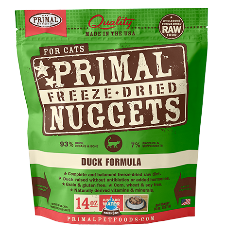 Cat Freeze-Dried Raw, Duck Dinner Nuggets Primal Cat Food.