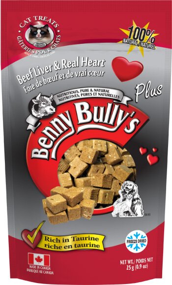Freeze-Dried Cat Treats, Liver Plus - Heart - 25 g Benny Bully's Cat Treats.