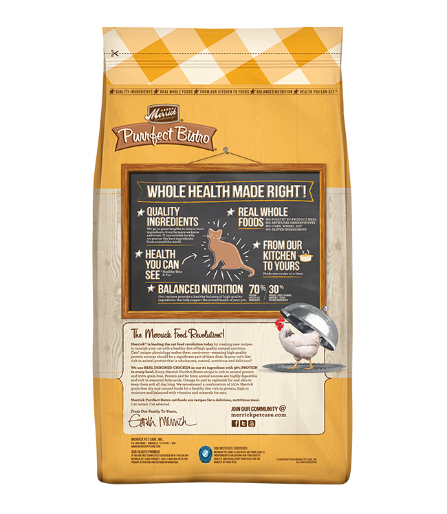 PURRFECT BISTRO - Dry Adult Cat Food - Grain Free Real Chicken + Sweet Potato Recipe Merrick Dry Cat Food.