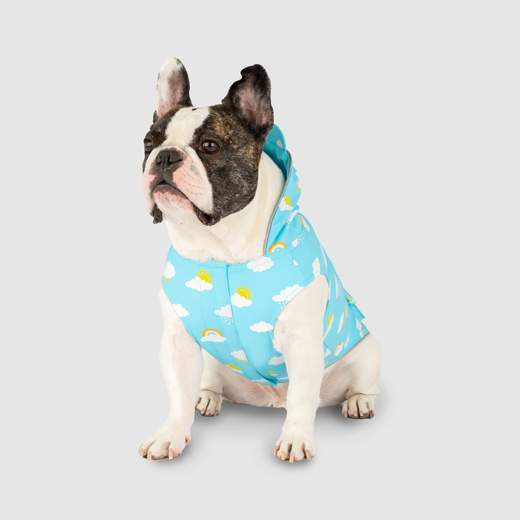 Wet Reveal Torrential Tracker - Blue Clouds Canada Pooch Raincoat.