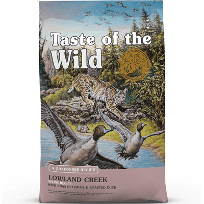 Dry Cat Food - Lowland Creek Recipe with Roasted Quail & Roasted Duck Taste of the Wild Cat Food.
