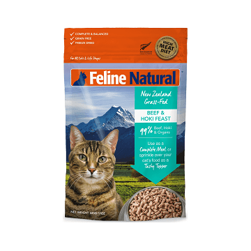 Feline Natural, Freeze-Dried Cat Food, Beef & Hoki Feast K9 Natural Cat Food.
