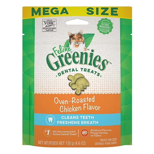 Feline Greenies - Cat Dental Treat - Oven Roasted Chicken Flavor Greenies Cat Treats.
