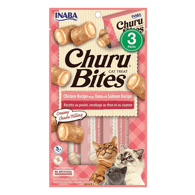 Churu Bites - Cat Treat - Tuna with Salmon - 10 g x 3 packs Inaba Cat Treats.