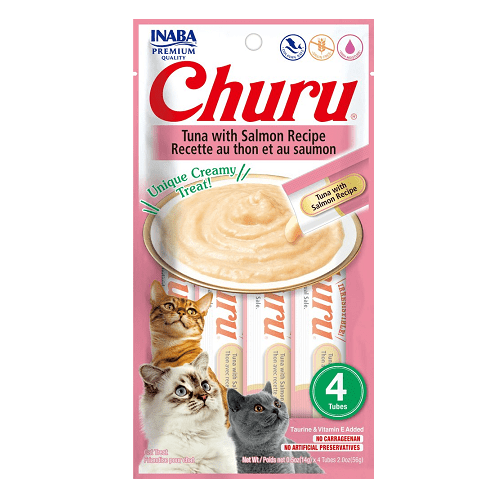 Churu Purée - Cat Treat - Tuna with Salmon - 56 g x 4 tubes Inaba Cat Treats.