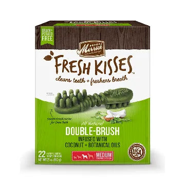 FRESH KISSES - Coconut Oil - For Medium Dogs (25-50 lbs) Merrick Dog Treats.