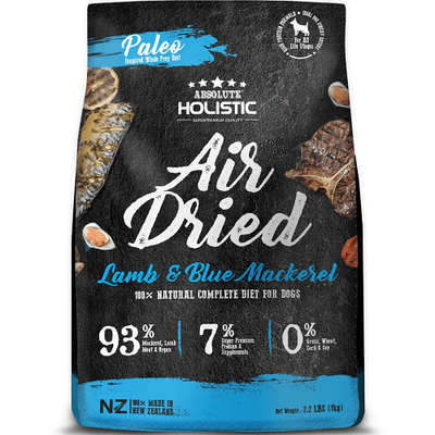 Air Dried Dog Food -  Blue Mackerel & Lamb - 1 kg Absolute Pet Non-prescription Dog Food.