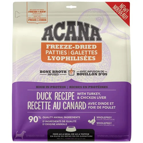 Dog Freeze Dried Raw - Duck Dinner Patties - 397 g / 14 oz Acana Freeze Dried Dog Food.