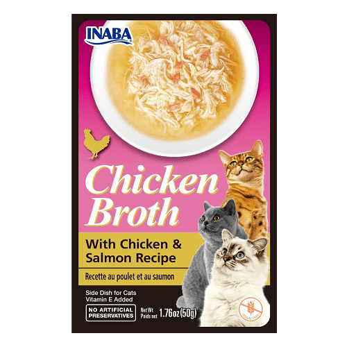 Chicken Broth - Side Dish Cat Treat - Chicken & Salmon - 50 g Inaba Cat Treats.