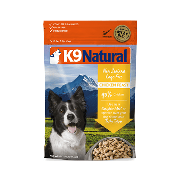 Freeze-Dried Dog Food, Chicken Feast K9 Natural Dog Food.