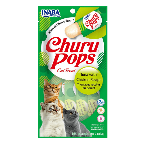 Churu Pops - Cat Treat - Tuna with Chicken - 60 g x 4 tubes Inaba Cat Treats.